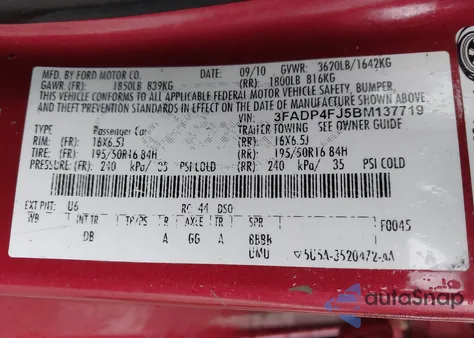 2011 Ford Fiesta Ses из США, поврежденный, VIN 3FADP4FJ5BM137719